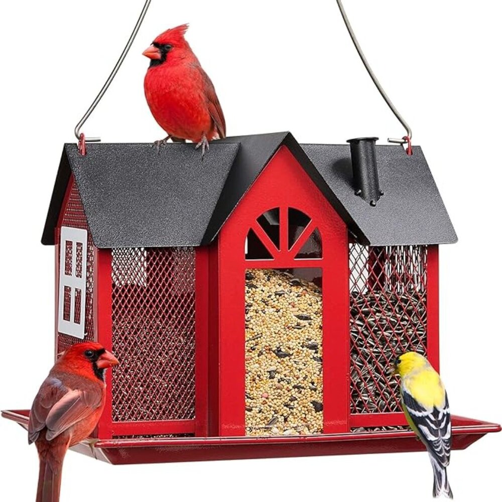 Metal bird feeder house